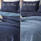 Bedsure California King Comforter Set - Cooling and Warm Bed Set, Navy Blue Reversible Bedding for All Season, 3 Pieces, 1 California King Size Comforter (104"x96") and 2 Pillow Cases (20"x36")