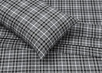 RUVANTI Flannel Sheets Twin XL Size - 100% Cotton Double Brushed Twin XL Sheet Sets, Deep Pockets 16 Inches, All Seasons Breathable & Extra Soft Bed Sheets, Warm & Cozy, 3 Piece, Grey Plaid
