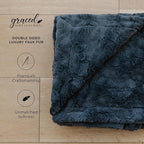 GRACED SOFT LUXURIES Charcoal Extra Large Faux Fur Throw Blanket | Ultra Soft & Fluffy 60x80 inches | Cozy, Thick Warm | Perfect for Bed, Couch, and Lounging Use for Kids & Adults