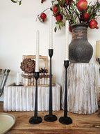 Iron Taper Candle Holder - Decorative Candle Stand - Candlestick Holder for Wedding, Dinning, Party, Set 3 (Black)