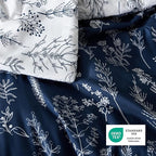Bedsure Full Comforter Set - Navy Bed Set, 3 Pieces Cute Floral Bedding, 1 Soft Reversible Botanical Flowers Comforter and 2 Pillow Shams