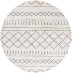 SAFAVIEH Arizona Shag Collection 6'7" Round Ivory/Grey ASG741F Moroccan Non-Shedding Entryway Foyer Living Room Bedroom Kitchen 1.2-inch Thick Area Rug