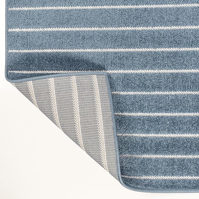 Eyely NCS101D-4 Odense High-Low Minimalist Angle Geometric Dark Blue/Cream 4 ft. x 6 ft. Indoor/Outdoor Area Rug, for Home, Backyard, Patio, Porch, Bedroom, Kitchen, Living Room