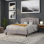 Flash Furniture Cambridge Tufted Upholstered Queen Size Headboard in Light Gray Fabric