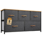 DWVO Dresser for Room with 5 Drawers - Fabric Storage Tower, Long Fabric Dresser, Organizer Unit for Closet, Hallway
