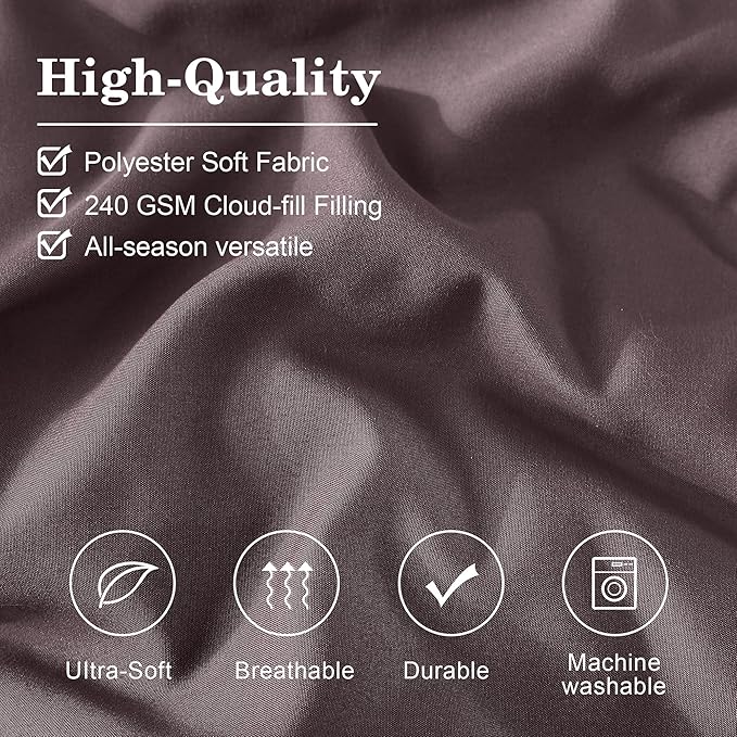 Monbix King Size Comforter Set - 7 Pieces Bed in a Bag King, ltalian Plum Bedding Sets with Comforter, All Seasons Down Alternative Comforter Bed Set with Sheets, Pillowcases & Shams