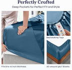 California Design Den 6-Pc King Size Sheet Set with 4 Pillowcases - Soft 400 Thread Count 100% Cotton Sheets, Cooling Sateen Weave, Luxury Deep Pocket Bedsheets Set - Peacock Blue