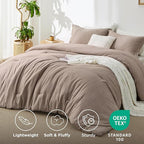 Bedsure Oversized Queen Comforter Set - Khaki Soft Bedding for All Seasons, Cationic Dyed Bed Set, 3 Pieces, 1 Oversized Queen Size Comforter (98"x98") and 2 Pillow Shams (20"x36"+2")