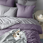 Bedsure Twin XL Comforter Set - 5 Pieces Reversible Grayish Purple Bedding, Twin XL Size Bed Set for All Seasons, Bed in a Bag with Down Alternative Comforter, Sheets, Pillowcase & Sham