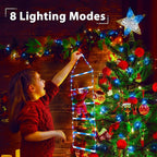 Toodour LED Christmas Light - 2.5FT Christmas Decorative Ladder Lights with Santa Claus, Xmas Decorations Light for Indoor Outdoor, Window, Garden, Home, Wall, Xmas Tree Decor - White & Blue