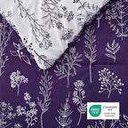 Bedsure Queen Comforter Set - Dark Purple Bed Set, 3 Pieces Cute Floral Bedding, 1 Soft Reversible Botanical Flowers Comforter and 2 Pillow Shams