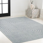 Eyely NCS101F-5 Odense High-Low Minimalist Angle Geometric Light Blue/Cream 5 ft. x 8 ft. Indoor/Outdoor Area Rug, for Home, Backyard, Patio, Porch, Bedroom, Kitchen, Living Room