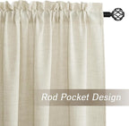 RYB HOME Living Room and Dining Room Curtains and Drapes Linen Sheer, Light Filtering Curtains 120 inches Long, Weave Textured/Rod Pocket, Cream Colored, W 52 x L 120 inches, 2 Panels Set
