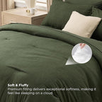 Bedsure Full Comforter Set Dark Green - Bed in a Bag Full Size Bedding 7 Pieces, Cationic Dyed Bed Set, Dark Green Soft Bedding for All Seasons Comforter with Sheets, Pillowcases & Shams