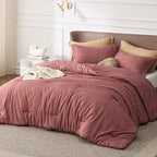 Bedsure King Size Comforter Set - Pink Clay Soft Bedding for All Seasons, Cationic Dyed Bed Set, 3 Pieces, 1 King Size Comforter (104"x90") and 2 Pillow Shams (20"x36"+2")