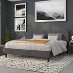 Flash Furniture Bedford Tufted Upholstered King Size Headboard in Dark Gray Fabric