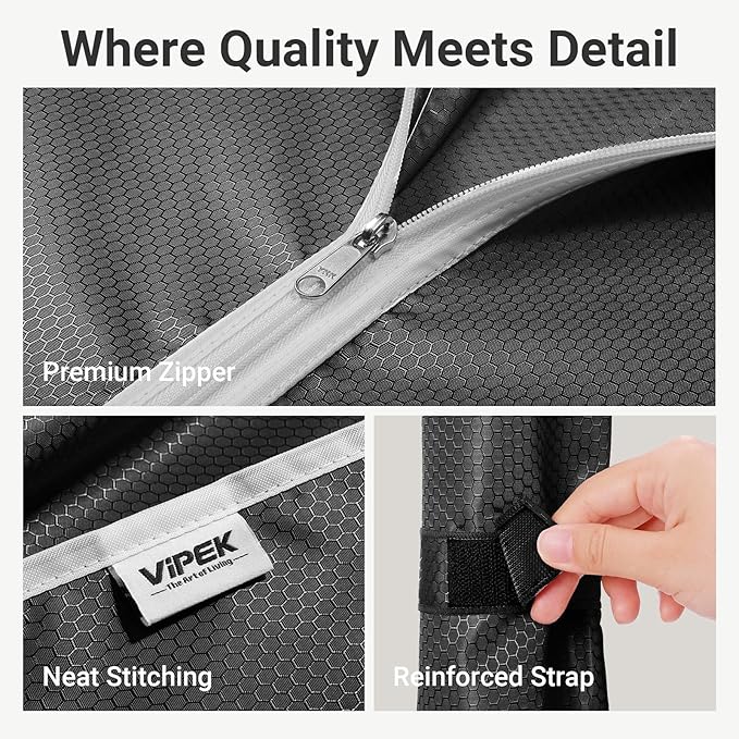 VIPEK V5C Medium Covered Clothes Rack Heavy Duty Portable Closet Wardrobe, Freestanding Black Clothing Rack with Black Upgarded Polyester Cover, Adjustable Custom Closet Rack, 57.9" Lx17.3 Wx76.4 H