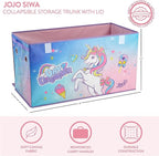 Idea Nuova JoJo Siwa Unicorn Bow Day Dreamer Collapsible Children’s Storage Trunk, Durable with Soft Lid, 28.5"x14.5"x16"
