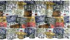 Ambesonne Vintage Window Valance Pack of 2, Original Retro Style License Plates Personalized Creative Travel Vacation, Rod Pocket Curtain Valances for Kitchen Bedroom, 54" X 18", Green Blue Yellow