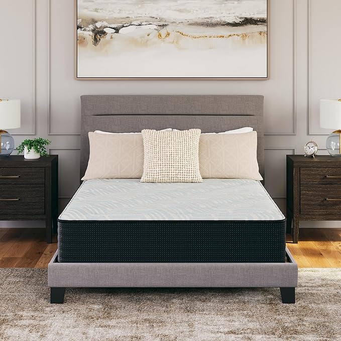 Signature Design by Ashley California King Size Palisades 14 Inch Firm Hybrid Mattress with Quick Response Gel Memory Foam, Fiberglass Free, Mattress In A Box