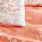 Bedsure King Comforter Set - Coral Orange Bed Set, 3 Pieces Cute Floral Bedding, 1 Soft Reversible Botanical Flowers Comforter and 2 Pillow Shams