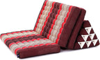 Leewadee 3-Fold Mat XXL with Triangle Cushion – Firm TV Pillow, Foldable Mattress with Cushion Made of Kapok, 67 x 31 inches, Red