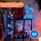Joiedomi Christmas Lights Outdoor,100 Count Blue Christmas Tree Lights Indoor,21.4ft String Xmas Decorations for Dorm Classroom Bedroom Holiday Wedding Party,White Wire