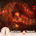 woohaha Outdoor Halloween Lights, 2PACK 13ft 50 Count Incandescent Blubs & Green Wire Mini Lights, 120 V High-Voltage Connectable Light String, for Indoor Patio Garden Tree Party Decoration, Orange