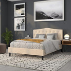 Flash Furniture Cambridge Tufted Upholstered Queen Size Headboard in Beige Fabric