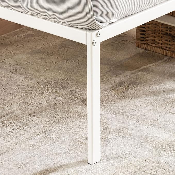 Best Price Mattress 16 Inch Metal Platform Bed Frame, Heavy Duty Steel Slats, White, Queen