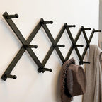 SKOLOO Hat Rack for Wall with 14 Hooks, Solid Wooden, Modern, Expandable Coat Rack Wall Mount for Coats, Hats, Bags, Baseball Caps, Dark Walnut Color