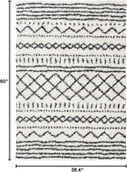 SAFAVIEH Arizona Shag Collection Accent Rug - 3'2" x 5', Ivory & Black, Moroccan Design, Non-Shedding & Easy Care, 1.6-inch Thick Ideal for High Traffic Areas in Foyer, Living Room, Bedroom (ASG741Z)