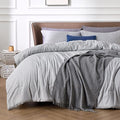 Bedsure King Size Comforter Set - Grey Soft Bedding for All Seasons, Cationic Dyed Bed Set, 3 Pieces, 1 King Size Comforter (104"x90") and 2 Pillow Shams (20"x36"+2")