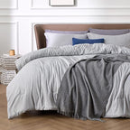 Bedsure Full Comforter Set - Grey Soft Bedding for All Seasons, Cationic Dyed Bed Set, 3 Pieces, 1 Full Size Comforter (82"x86") and 2 Pillow Shams (20"x26"+2")