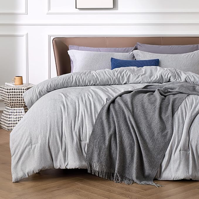 Bedsure California King Comforter Set - Grey Soft Bedding for All Seasons, Cationic Dyed Bed Set, 3 Pieces, 1 California King Size Comforter (104"x96") and 2 Pillow Shams (20"x36"+2")