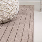 Eyely NCS101C-28 Odense High-Low Minimalist Angle Geometric Light Taupe 2 ft. x 8 ft. Indoor/Outdoor Runner Rug, for Home, Backyard, Patio, Porch, Bedroom, Kitchen, Living Room