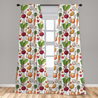 Ambesonne Vegetables 2 Panel Curtain Set, Continuous Pattern of Sketchy Painted Healthy Natural Tasty Food Illustration, Window Treatment Living Room Bedroom Decor, Pair of - 28" x 95", Green Orange