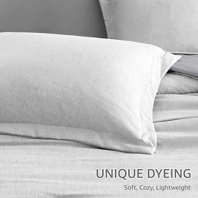 Monbix King Size Comforter Set, Grey Bed Set Reversible, King Size Comforter Set 7 Pieces, Cationic Dyeing Bed in a Bag with Comforter, Sheets, Pillowcases & Shams