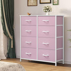 YITAHOME 8 Drawers Fabric Dresser - Storage Tower Unit Organizer Unit for Living Room & Closets - Sturdy Steel Frame & Easy Pull Fabric Bins (Cool Light Grey)
