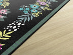 Flagship Carpets Schoolgirl Style Vintage Floral Educational Area Rug for Kids Room Seating Décor, Children's Classroom, Play Carpet for Teaching and Playroom, 7'6" x 12', Black & Multi