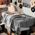 Bedsure Twin XL Comforter Set - 5 Pieces Reversible Grey Bedding, Twin XL Size Bed Set for All Seasons, Bed in a Bag with Down Alternative Comforter, Sheets, Pillowcase & Sham