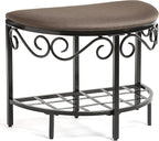 Mango Steam Half Moon Shoe Bench - Vanity Seat/Dressing Stool/Makeup Chair - Mocha Brown