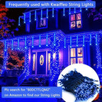 Kwaiffeo Blue Icicle Lights Outdoor, Waterproof Meteor Shower Lights for Christmas Halloween Yard Decorations Outside, UL Plug, 8-Tube