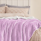 Bedsure GentleSoft Sherpa Fleece Blankets King Size for Bed - Thick and Warm Throw for Girls and Women, Soft Fuzzy Plush King Blanket for Winter, Lilac, 108x90 Inches