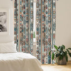 Ambesonne Ethnic Window Curtains Pack of 2, Folkloric Style Floral Ornaments with Bohemian Oriental Motifs as Stripes, Lightweight Set with Rod Pocket, 4 Panels of - 28" x 95", Teal Coral and Orange