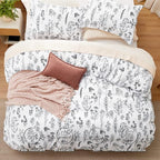 Bedsure Full Comforter Set - Bright White Bed Set, 3 Pieces Cute Floral Bedding, 1 Soft Reversible Botanical Flowers Comforter and 2 Pillow Shams