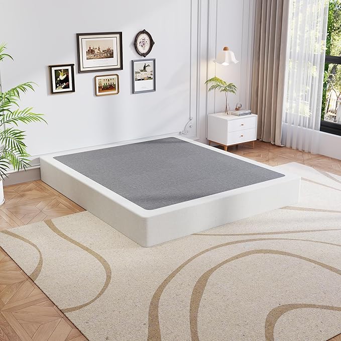 Full Box Spring, 9 Inch Metal Full Size Box Spring Only, Heavy Duty Metal Frame Mattress Foundation Support for 3000lbs, Easy Assembly, Noise Free, Non Slip