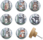 Set of 8 1.8" Wooden Cute Safari Animal Cabinet Knob Decorative Wood Kids Furniture Dresser Drawer Knobs Nursery Drawer Handles
