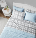 Laura Ashley - Flannel Sheets Full Size, Anti-Pilling & Wrinkle Resistant Cotton, Touchably Soft for All-Season Comfort - Bed Sheets with Matching Pillowcases & Fitted Sheet (Mulholland Plaid Grey)