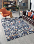 Rugs.com Morocco Collection Rug – 5' x 8' Navy Blue High-Pile Rug Perfect for Living Rooms, Large Dining Rooms, Open Floorplans